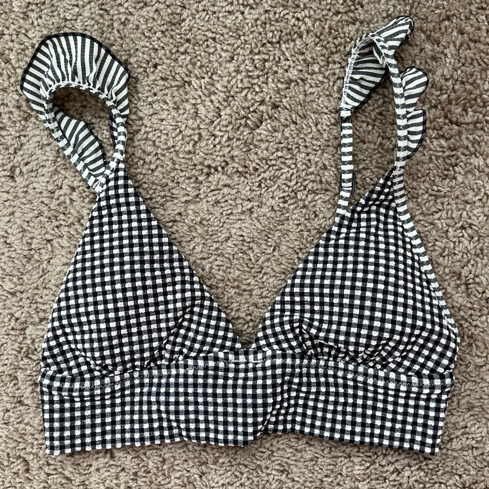 Aerie Swim Gingham Print Triangle Top
